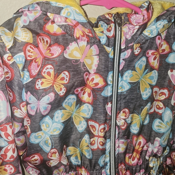 Penelope Mack Butterfly Print Raincoat with Yellow Interior - Picture 3 of 10